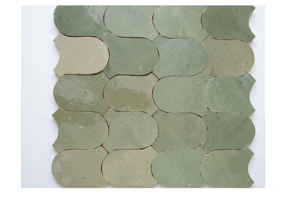 Sage fish scale zellige
